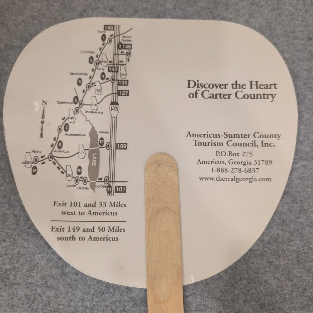 Americus-Sumter County Georgia Tourism Handheld Paper Fan Souvenir Map - Picture 4 of 4